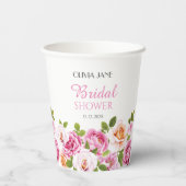 Roze Bloemen Vrijgezellenfeest bloemblaadjes en Pr Papieren Bekers (Achterkant)