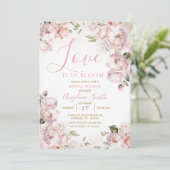 Roze Bloemen Vrijgezellenfeest Bridal Brunch Invit Kaart (Staand voorkant)