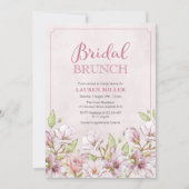 Roze Bloemen Vrijgezellenfeest Brunch uitnodiging (Voorkant)