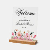 Roze Bloemen Vrijgezellenfeest Brunch Welkom Acryl Bord (Hoek)