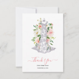 Roze Bloemen Vrijgezellenfeest Dank u Bedankkaart