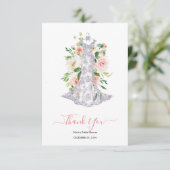 Roze Bloemen Vrijgezellenfeest Dank u Bedankkaart (Staand voorkant)