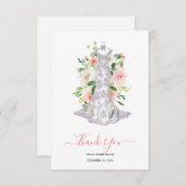 Roze Bloemen Vrijgezellenfeest Dank u Bedankkaart (Voorkant / Achterkant)