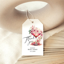 Roze Bloemen Vrijgezellenfeest Dank u Cadeaulabel