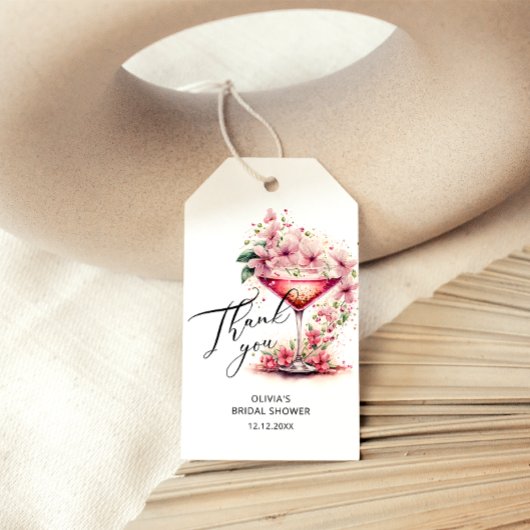 Roze Bloemen Vrijgezellenfeest Dank u Cadeaulabel