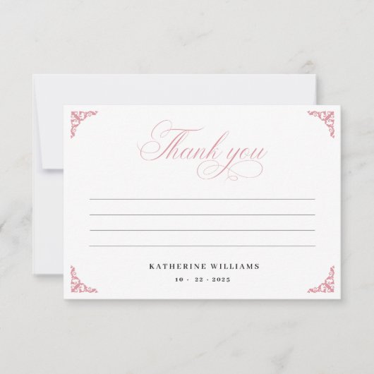 Roze Bloemen  Vrijgezellenfeest Dank u kaart (Voorkant)