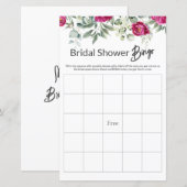 Roze Bloemen Vrijgezellenfeest Game BINGO (Voorkant / Achterkant)