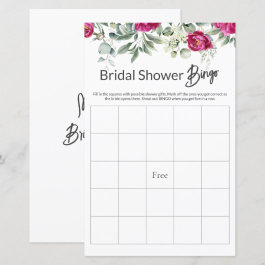 Roze Bloemen Vrijgezellenfeest Game BINGO (Voorkant / Achterkant)