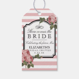  Roze Bloemen Vrijgezellenfeest Gast Favor Cadeaulabel