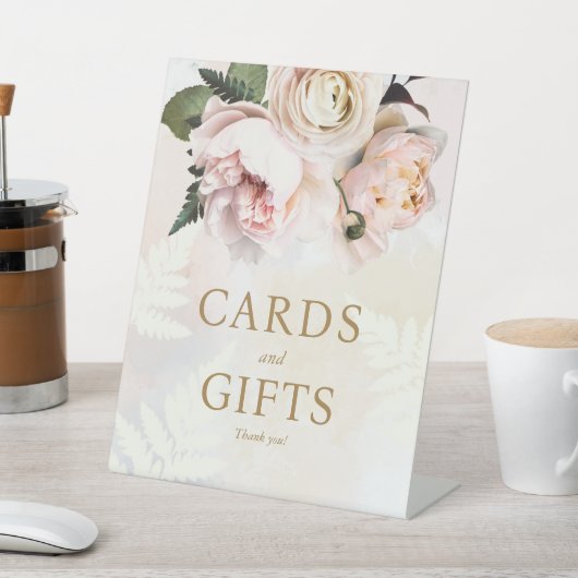 Roze Bloemen Vrijgezellenfeest Geschenken en Kaart Reclamebord Met Voetstuk (Insitu)