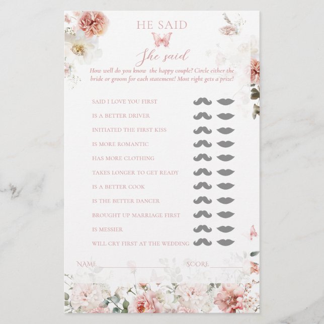 Roze Bloemen Vrijgezellenfeest Hij zei, Ze zei Gam (Voorkant)