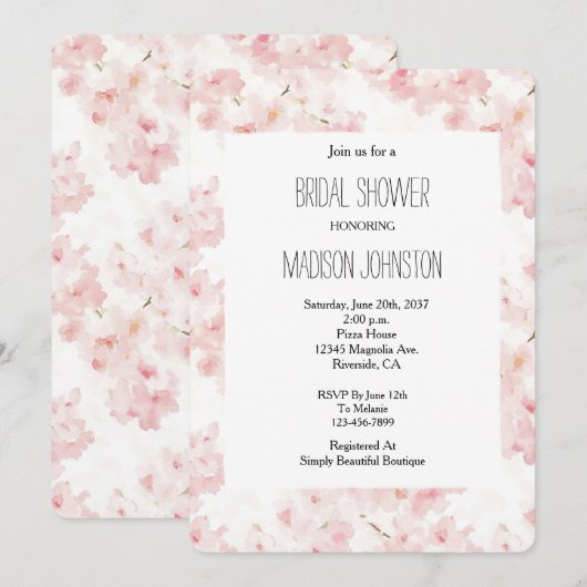  Roze Bloemen Vrijgezellenfeest Kaart (Voorkant / Achterkant)