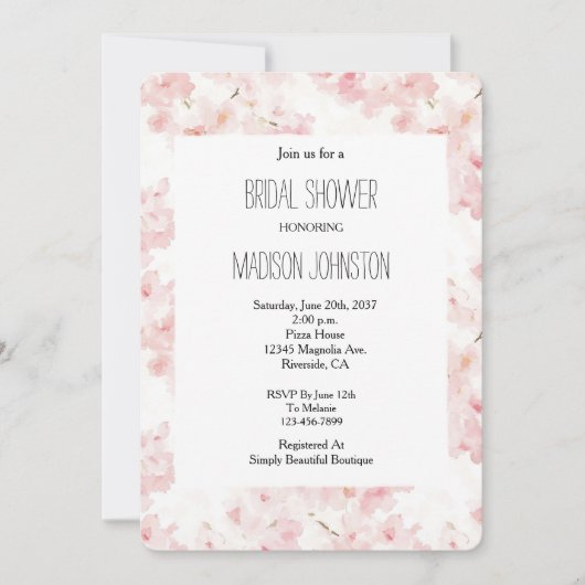  Roze Bloemen Vrijgezellenfeest Kaart (Voorkant)