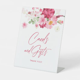 Roze Bloemen Vrijgezellenfeest Kaarten en geschenk Reclamebord Met Voetstuk