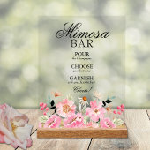Roze Bloemen Vrijgezellenfeest Mimosa Bar Acryl Bord