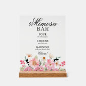 Roze Bloemen Vrijgezellenfeest Mimosa Bar Acryl Bord (Voorkant)