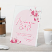 Roze Bloemen Vrijgezellenfeest Mimosa Bar Teken Reclamebord Met Voetstuk (Insitu)
