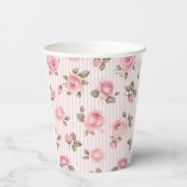  Roze Bloemen Vrijgezellenfeest Papieren Bekers (Achterkant)