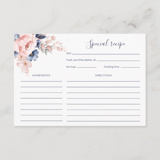  Roze Bloemen Vrijgezellenfeest Recept Informatiekaartje (Voorkant)