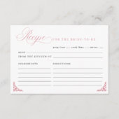 Roze Bloemen  Vrijgezellenfeest Recept Kaart (Voorkant)