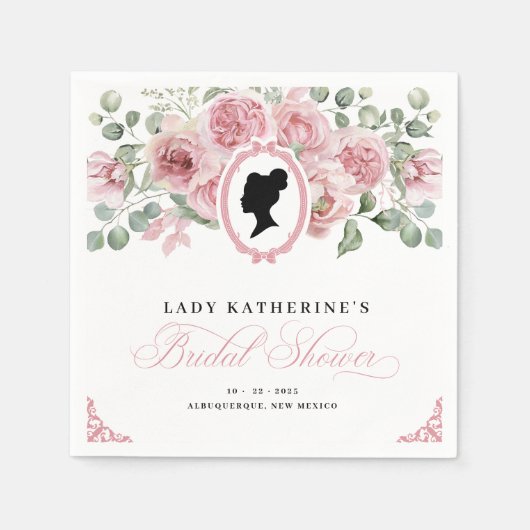 Roze Bloemen  Vrijgezellenfeest Servet (Voorkant)