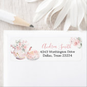 Roze Bloemen Vrijgezellenfeest Tea Party Adreslabe Etiket (Insitu)