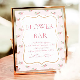 Roze Bloemen Vrijgezellenfeest Tea Party Bloemenba Poster