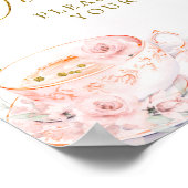 Roze Bloemen Vrijgezellenfeest Tea Party Drinken t Poster (Hoek)