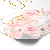 Roze Bloemen Vrijgezellenfeest Tea Party Kaarten & Poster (Hoek)