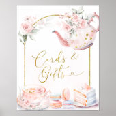 Roze Bloemen Vrijgezellenfeest Tea Party Kaarten & Poster (Voorkant)