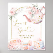 Roze Bloemen Vrijgezellenfeest Tea Party Liefde is Poster (Voorkant)