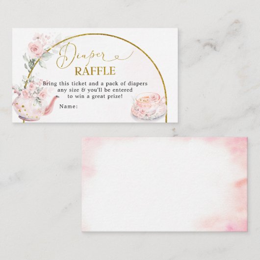 Roze Bloemen Vrijgezellenfeest Tea Party Luier Raf Informatiekaartje (Voorkant / Achterkant)