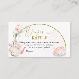 Roze Bloemen Vrijgezellenfeest Tea Party Luier Raf Informatiekaartje