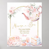 Roze Bloemen Vrijgezellenfeest Tea Party Mimosa ba Poster (Voorkant)