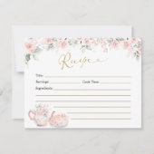 Roze Bloemen Vrijgezellenfeest Tea Party Recept Ka Kaart (Voorkant)