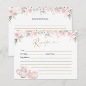 Roze Bloemen Vrijgezellenfeest Tea Party Recept Ka Kaart (Voorkant / Achterkant)