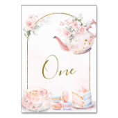 Roze Bloemen Vrijgezellenfeest Tea Party Tafelnumm Kaart (Achterkant)