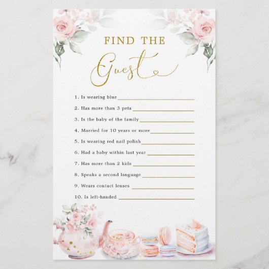 Roze Bloemen Vrijgezellenfeest Tea Party Vind de g (Voorkant)