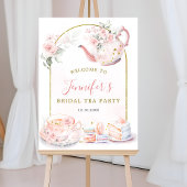 Roze Bloemen Vrijgezellenfeest Tea Party Welkomstb Poster