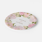 Roze Bloemen Vrijgezellenfeest Trouwpapier Borden Papieren Bordje (Gekanteld)