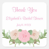 Roze Bloemen Vrijgezellenfeest Vierkante Sticker (Voorkant)