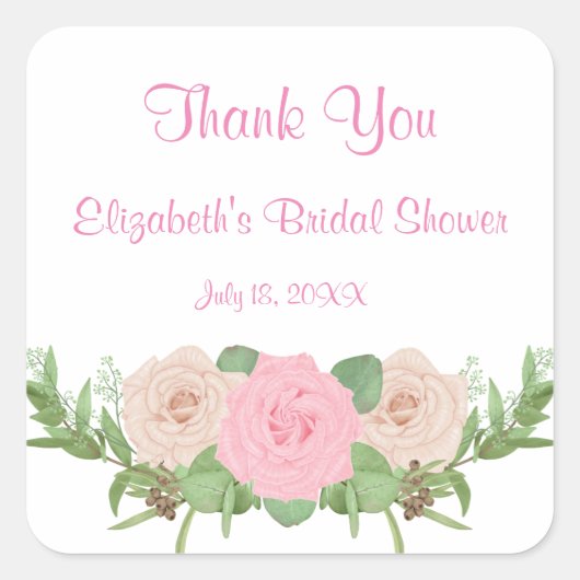 Roze Bloemen Vrijgezellenfeest Vierkante Sticker (Voorkant)