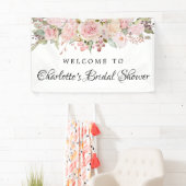 Roze Bloemen Vrijgezellenfeest Welkom Banner (Insitu)