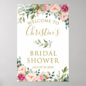 Roze Bloemen Vrijgezellenfeest Welkomstbord, Foam  Poster (Voorkant)