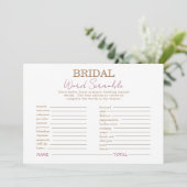 Roze Bloemen Vrijgezellenfeest Woord Scramble Game Kaart (Staand voorkant)