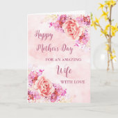 Roze Bloemen Vrouw Happy Moederdag Kaart (Gele Bloem)