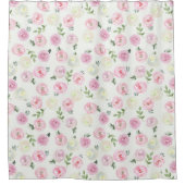 Roze Bloemen Vrouwelijk Douchegordijn (Voorkant)