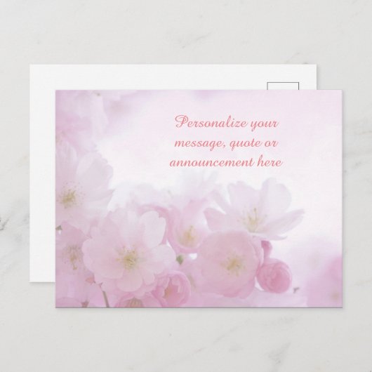 Roze Bloemen Vrouwelijk Gepersonaliseerd Bericht, Aankondigingskaart (Voorkant / Achterkant)