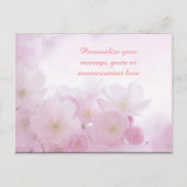 Roze Bloemen Vrouwelijk Gepersonaliseerd Bericht, Aankondigingskaart (Voorkant)