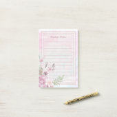 Roze Bloemen Vrouwelijke Essentie Custom Post-it® Notes (Op bureau)